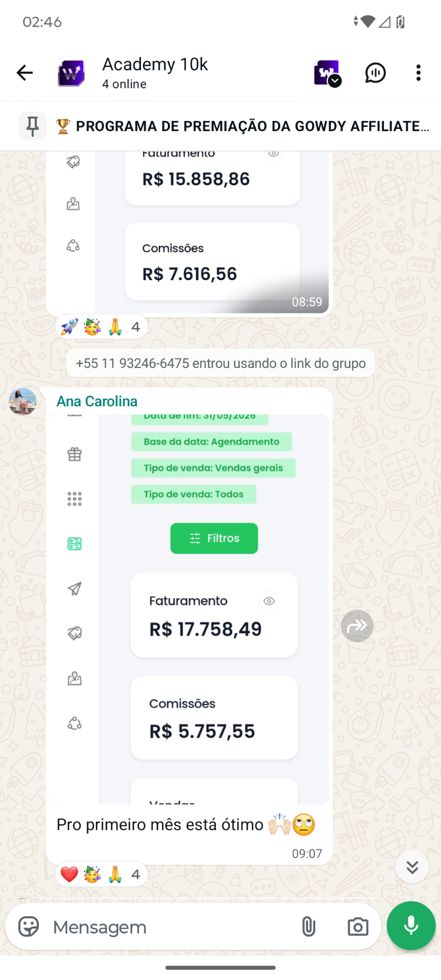 Print de resultado real de aluno #3